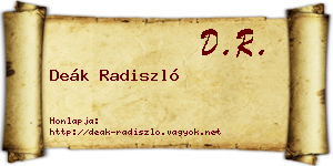 Deák Radiszló névjegykártya